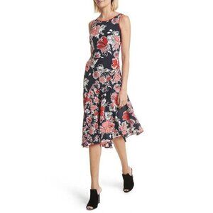 Grey Jason Wu Silk Floral Dress Red Blue Pink RUNWAY Midi Dress SZ 8